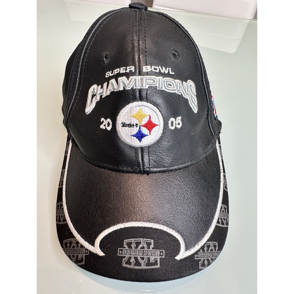 Vintage Pittsburgh Steelers Super Bowl XL 2005 Championship Leather Hat